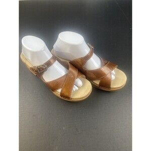 Dansko Bronze Patent Leather Criss Cross Strappy‎ Slides Sandals Clogs  Size 41